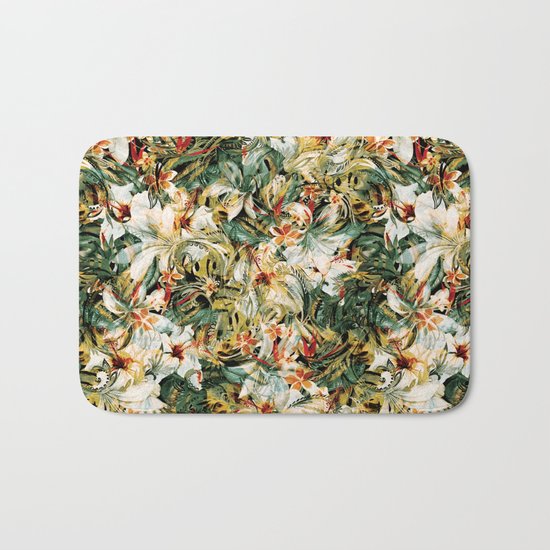 Seamless Floral Pattern Bath Mat