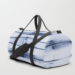 horizontal stripes shibori blue indigo Duffle Bag