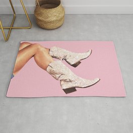 These Boots - Glitter Pink II Rug | Vertigo Artography, Blingshiny, Texaswestern, Vintageretro, Rhinestone, Howdy, Boho, Rodeo, Diamondscrystals, Photo 