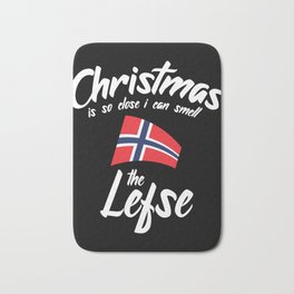 Christmas Is So Close I Can Smell The Lefse Bath Mat | Scandanavian, Norwegianflag, Lefserollingteam, Lefse, Norwegianheritage, Graphicdesign, Minnesota, Norwegian, Viking, Iowa 