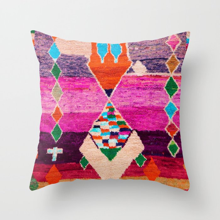 Traditional Oriental Moroccan Berber Rug Design Throw Pillow