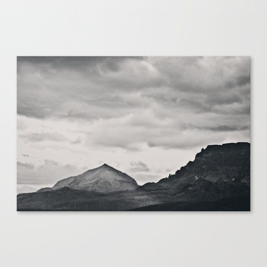 Mountain Peak and Plateau Black and White Canvas Print