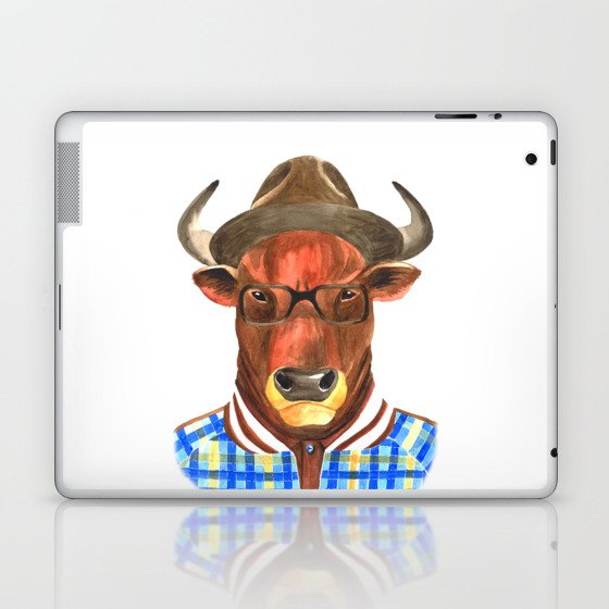 Bull with glasses and a hat  Laptop & iPad Skin