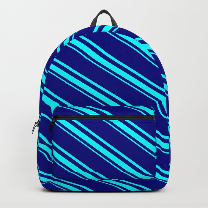 Blue & Aqua Colored Pattern of Stripes Backpack