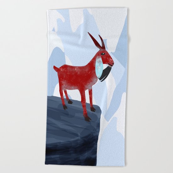 Mountain Goat Design Beach Towel