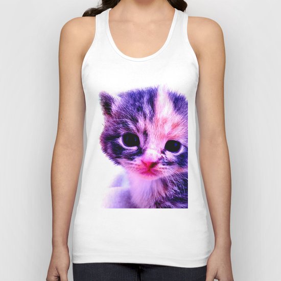 Blue Pink Cute Little Cat Unisex Tank Top