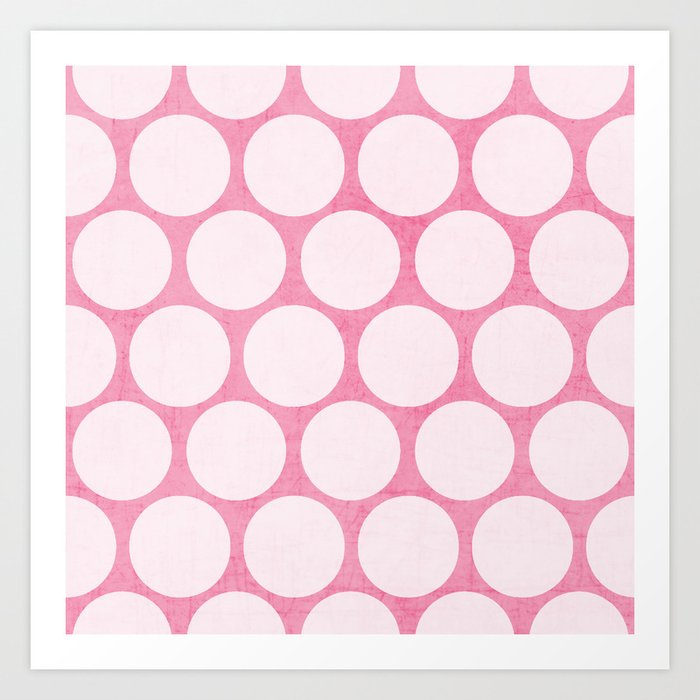 pink and white polka dots Art Print