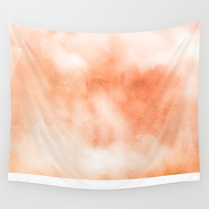 Coral Peach Orange Pastel Ikat Watercolor Hipster