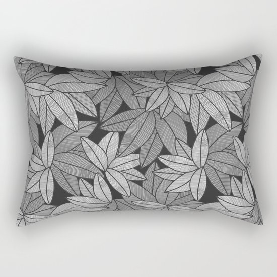 Black & White Leaves By Everett Co Rectangular Pillow