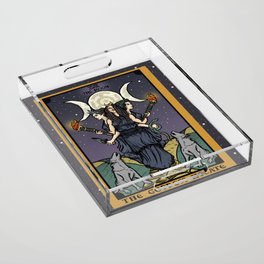 The Godddess Hecate In Tarot Card Acrylic Tray