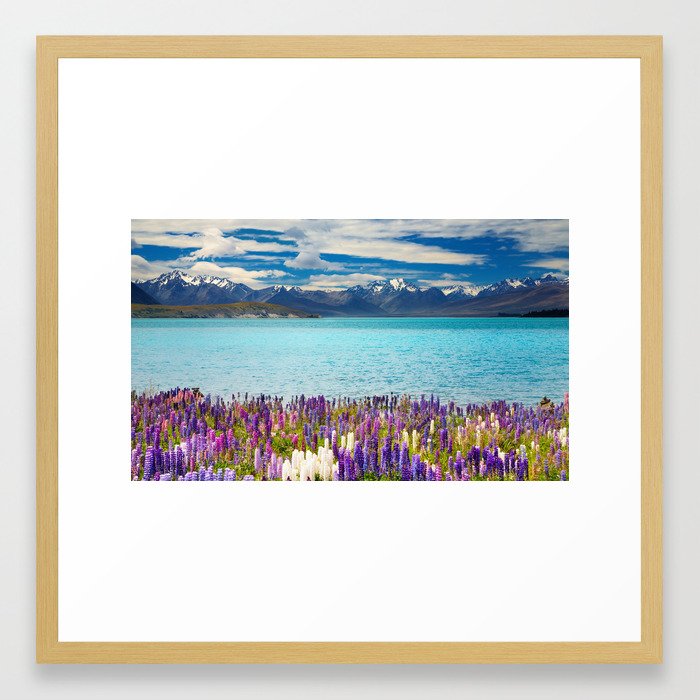 Landscape with Lupin Flowers Framed Art Print