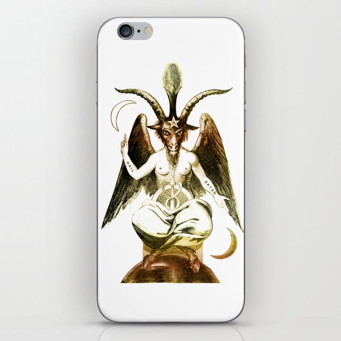 Golden Baphomet Goat with Satanic symbols iPhone Skin