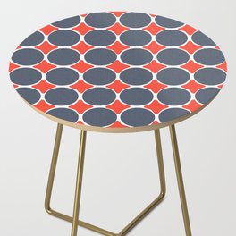 Mid-Century Modern Navy Blue Dots And Red Diamonds Side Table