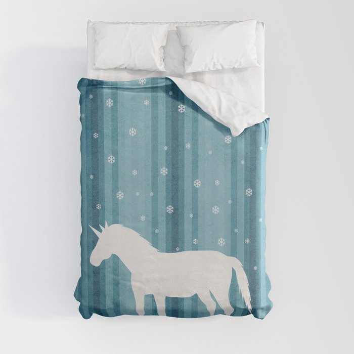 Winter Falls Unicorn Duvet Cover