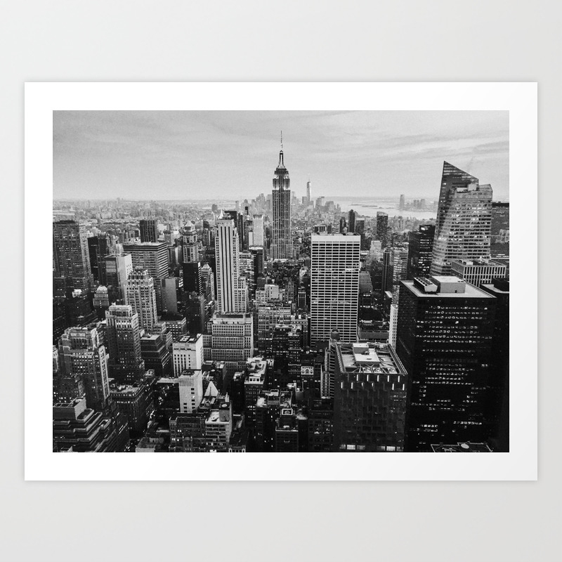 Black white nyc skyline art print