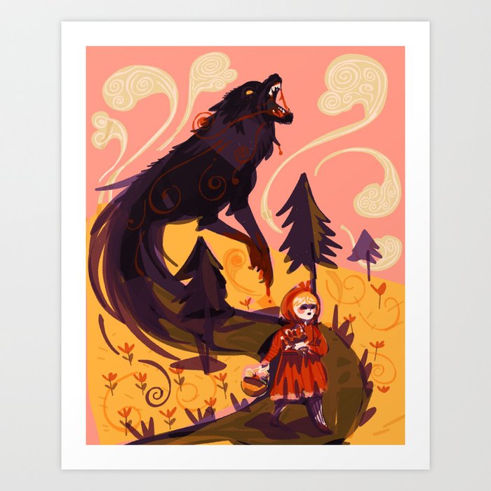 Red Riding Hood & Wolf - Shadow Art Print