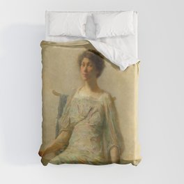 Lady with a Mask, 1911 by Thomas Wilmer Dewing Duvet Cover
