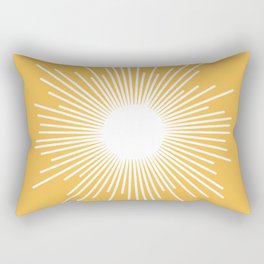 Mid Century Modern Sunburst - Minimalist Sun in Mustard Marigold Yellow and White Rectangular Pillow