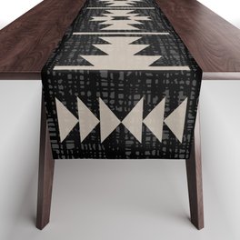 Southwestern Pattern 129 Black and Linen Table Runner