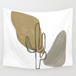 Standing Tall - Minimal Abstract Sketch of a Cactus Plant Wall Tapestry