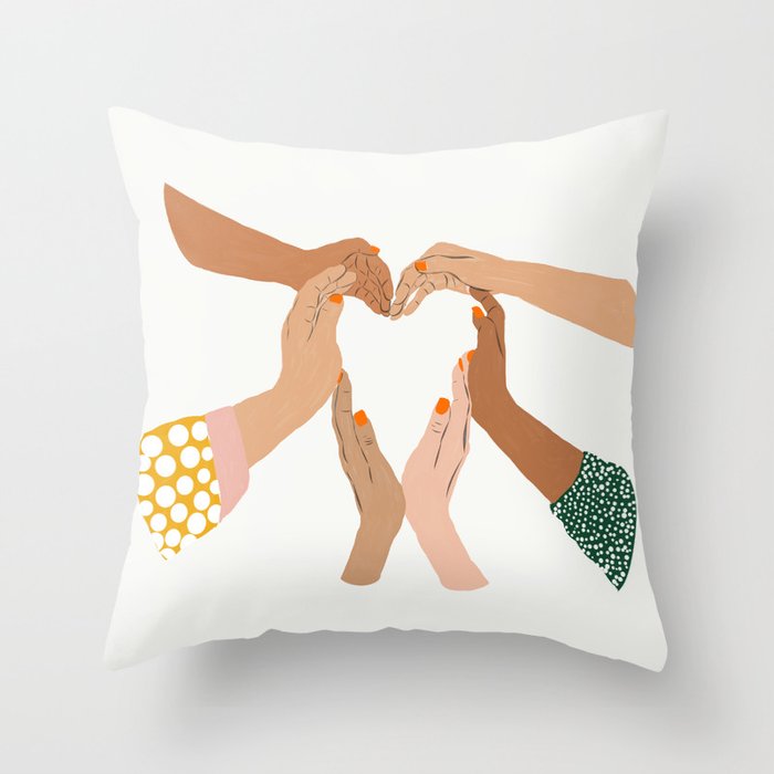 Indiscrimination | Anti-Racism Painting | Unity Illustration | Women Empowerment Growth Mindset Throw Pillow