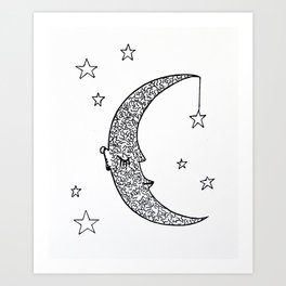 Moon Facé Art Print