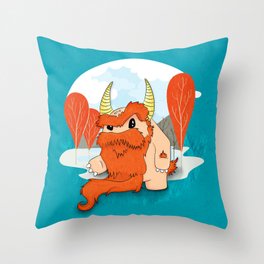 Graggy the Bearded - Happy Chaos Monsters Throw Pillow
