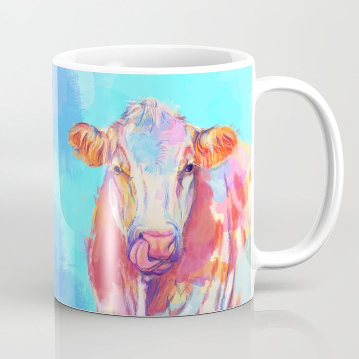 Whimsical Cow - Digital Illustration Farm Animal Coffee Mug