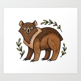 Bear and Ferns Art Print