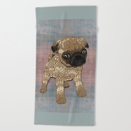 Pug Puppy Beach Towel