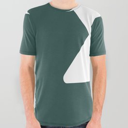 x (White & Dark Green Letter) All Over Graphic Tee