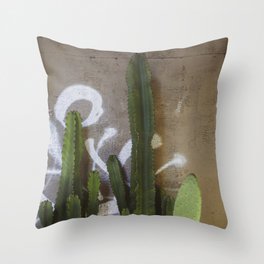 Graffiti & the Cactus  |  Travel Photography Throw Pillow