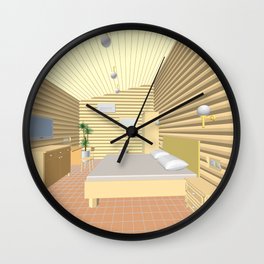 illustration of the hotel room of round wooden logs Wall Clock