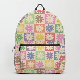 Colorful Flower Checkered Pattern Backpack