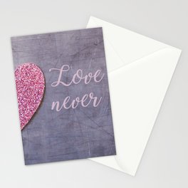 Pink Love Never Fails Stationery Card
