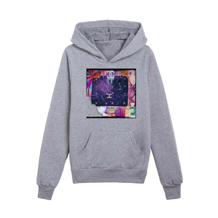 Crystal Coco No. 5 Fashion Icon Collage Kids Pullover Hoodie by