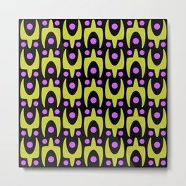 Mid Century Modern Abstract Pattern 442 Black Pink and Green Metal Print