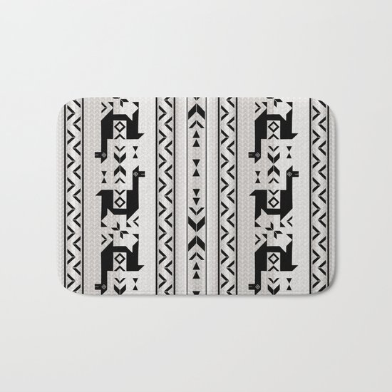 Llamas_Gray & Black Bath Mat