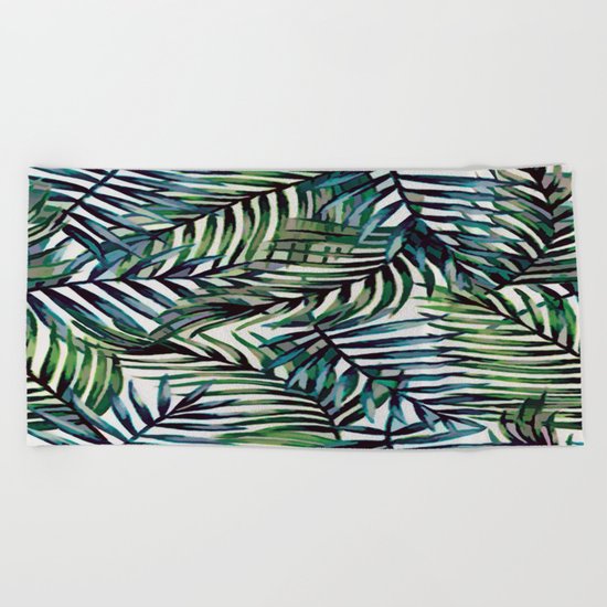 Palm Leaves Abstract Beach Towel