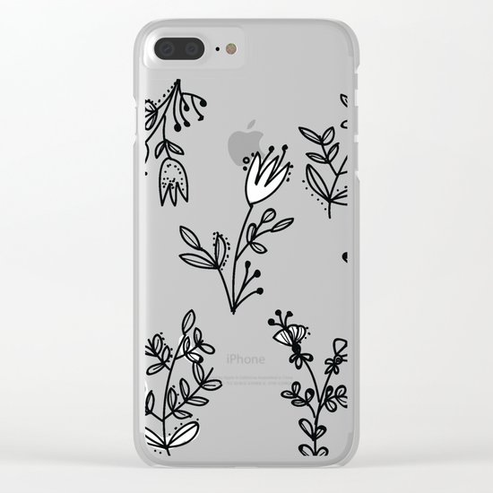 Floral White Pattern Clear iPhone Case