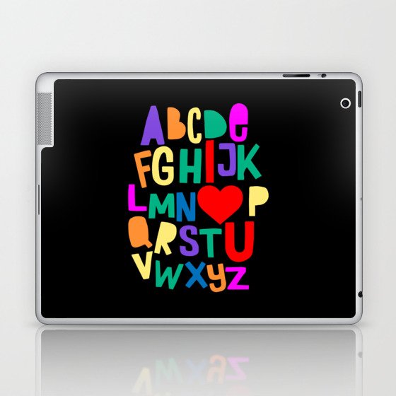 Alphabet Abc I Love You Girls Boys Laptop & iPad Skin