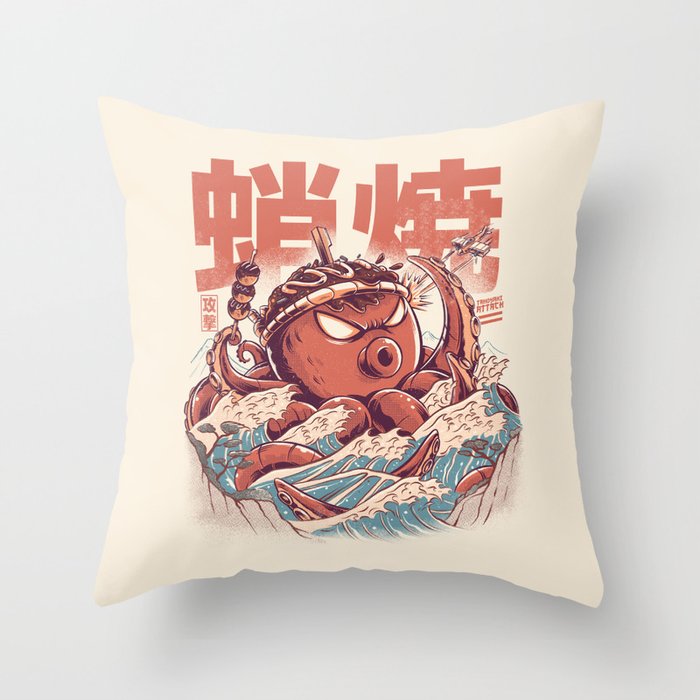 Takoyaki Attack Throw Pillow