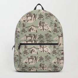 Kitty Cat Holiday Traditions Toile: Celadon Backpack