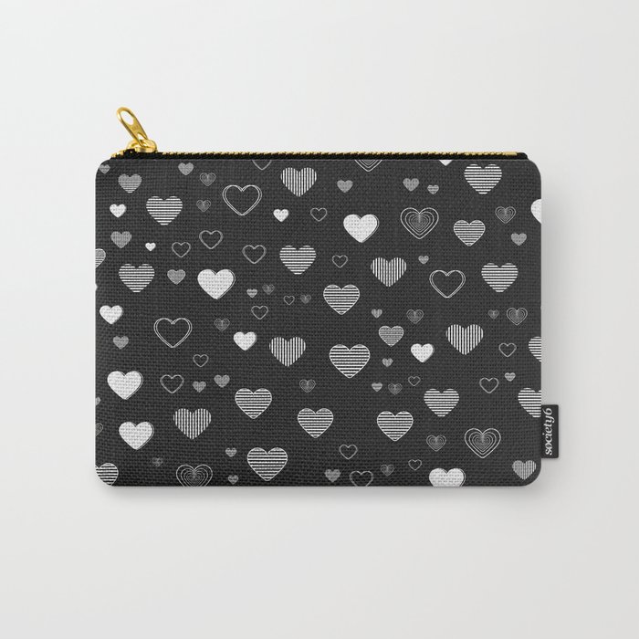 Hearts love black and white pattern Carry-All Pouch