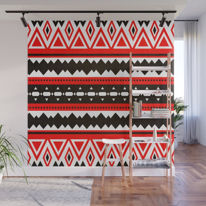 Aztec Red & Black  Wall Mural