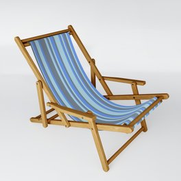 [ Thumbnail: Cornflower Blue, Light Blue, and Slate Gray Colored Striped Pattern Sling Chair ]