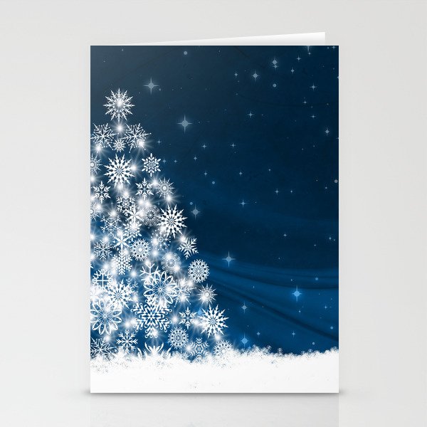 Blue Christmas Eve Snowflakes Winter Holiday Stationery Cards