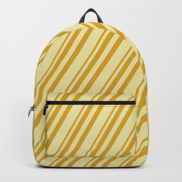 [ Thumbnail: Goldenrod and Pale Goldenrod Colored Stripes Pattern Backpack ]