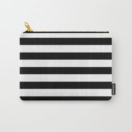 Midnight Black and White Stripes Carry-All Pouch | Tropical, Striped, Stripe, Minimalism, Digital, Illustration, Pattern, Black, Vintage, White 
