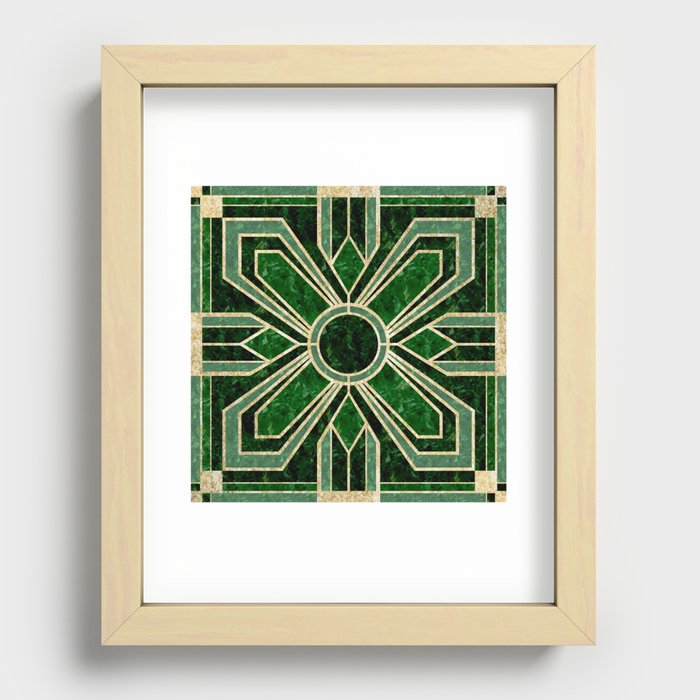 Art Deco Floral Tiles in Emerald Green and Faux Gold Art
